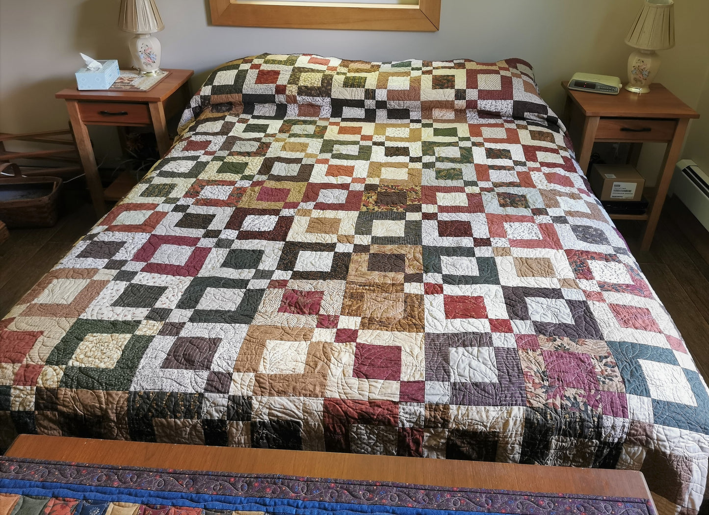 Quilt top view, shown on queen bed 