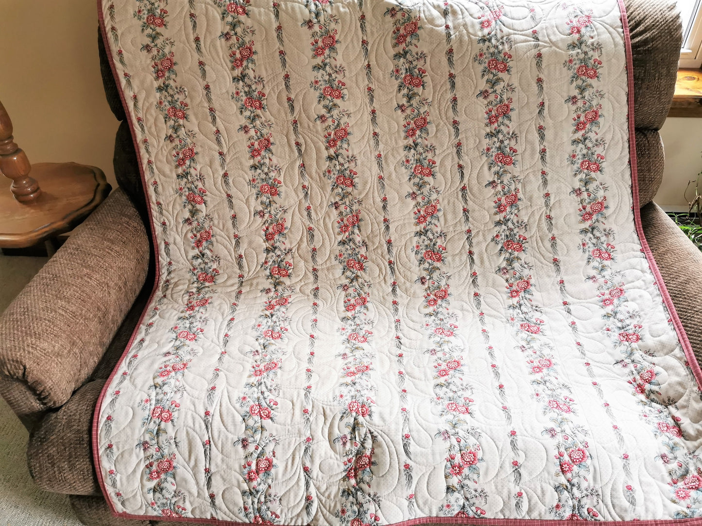 Floral Log Cabin Throw Quilt