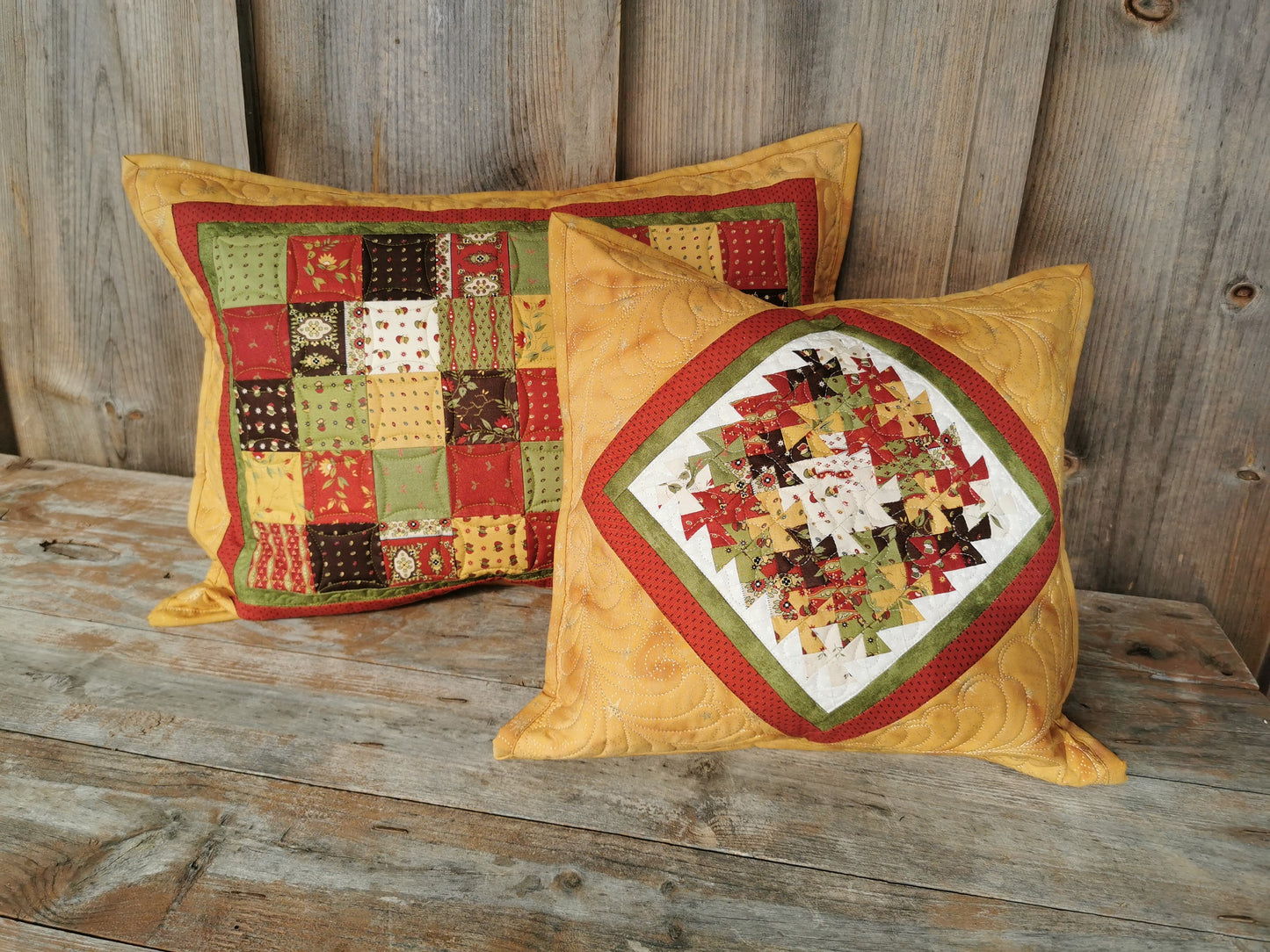 Gold Throw Pillow, Quilted Twister Cushion