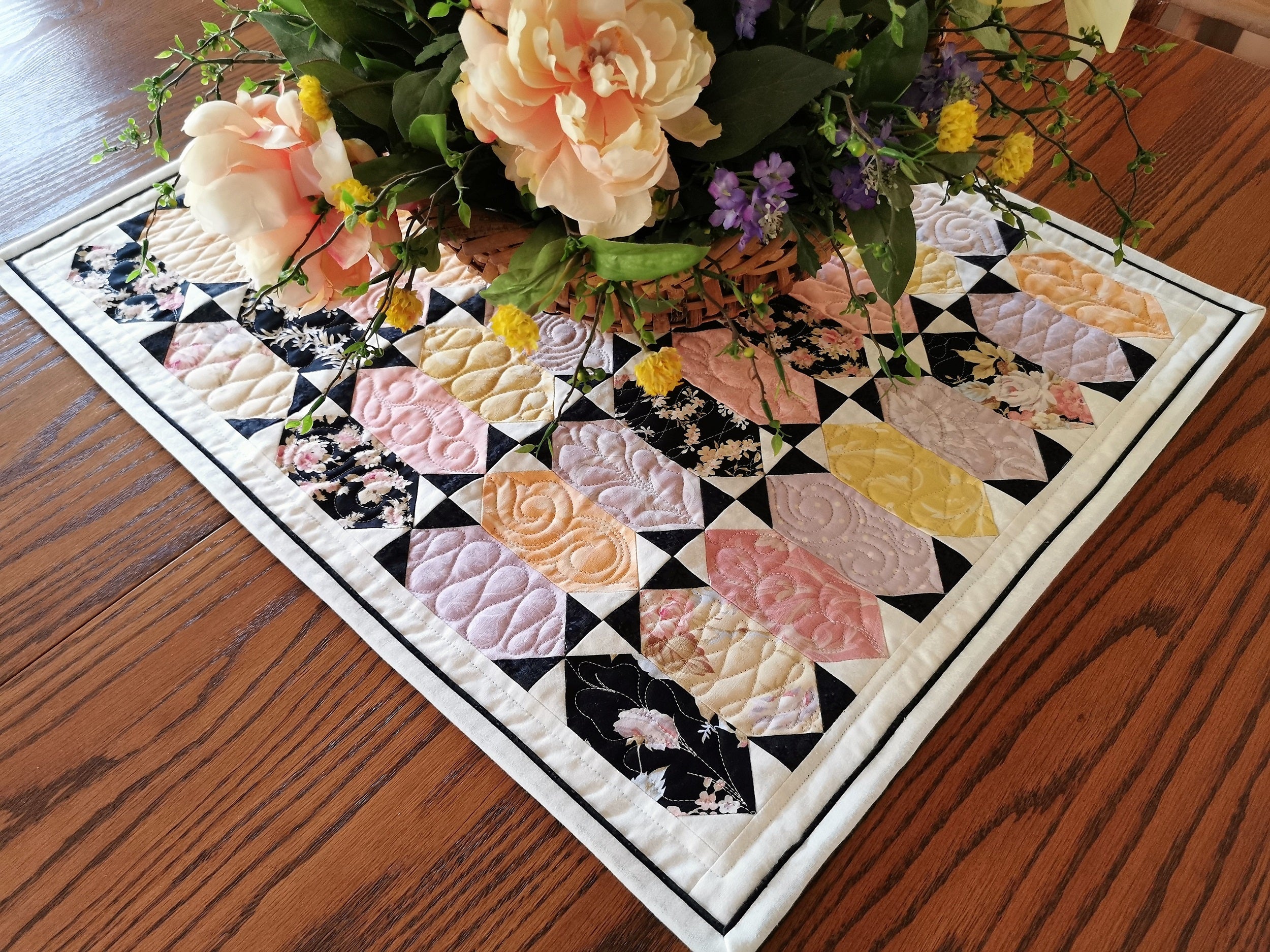 Pastel Quilt for Table or Wall, Summer Decor