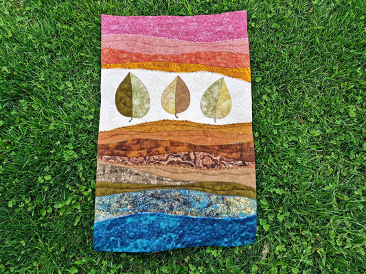 Minimalist Wall Quilt, One-of-a-kind Landscape Nature Decor