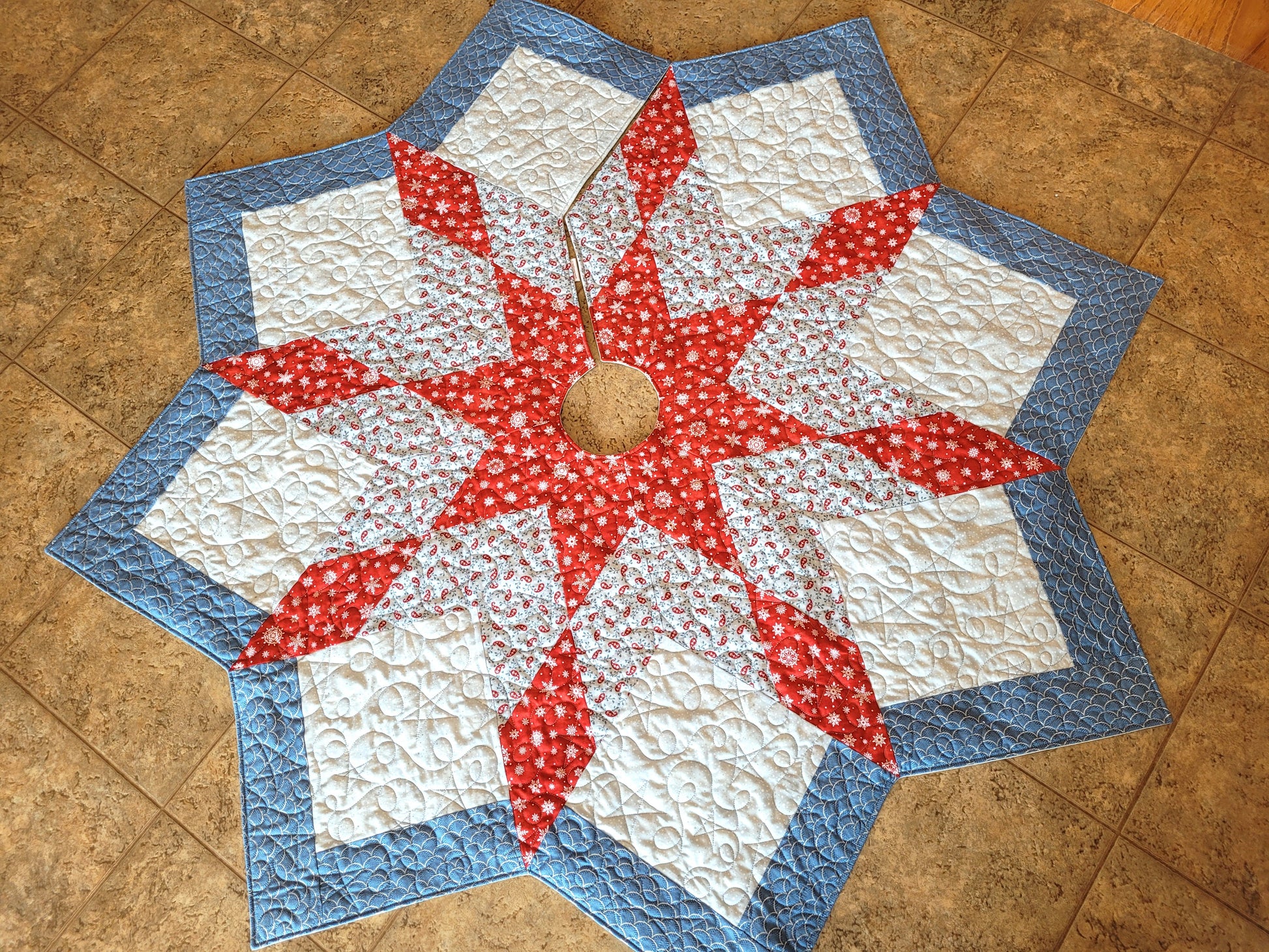 quilted tree skirt for christmas tree, special order