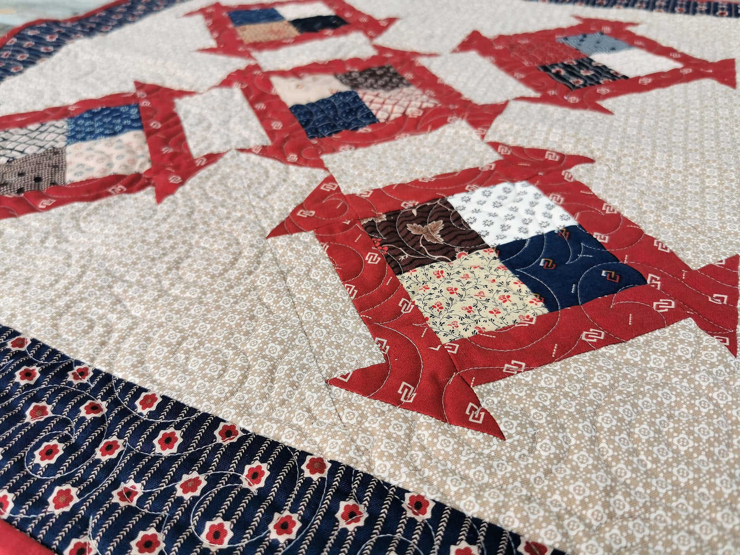 Rustic Wall Quilt or Table Topper in Civil War Fabrics