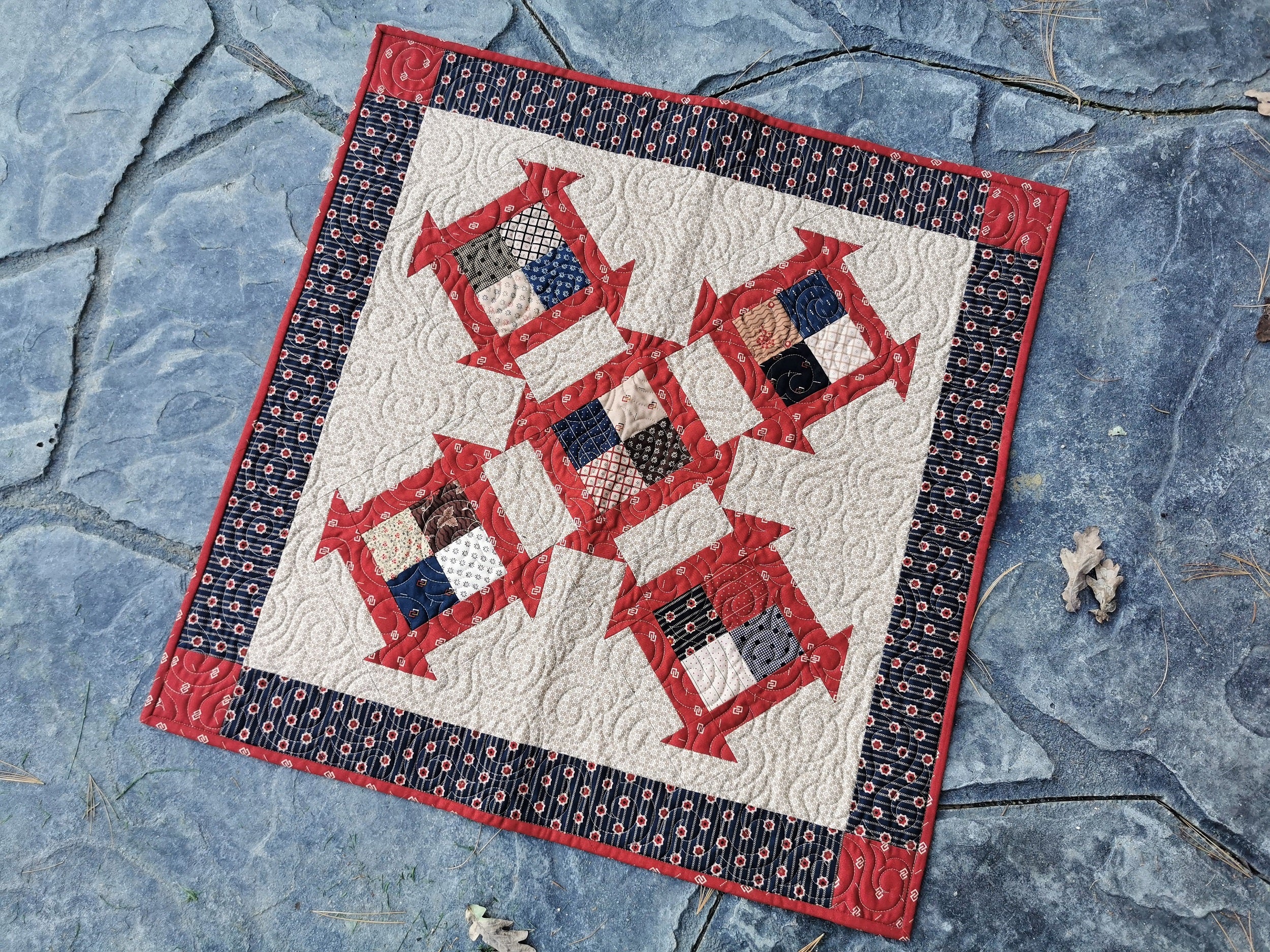 Rustic Wall Quilt or Table Topper in Civil War Fabrics