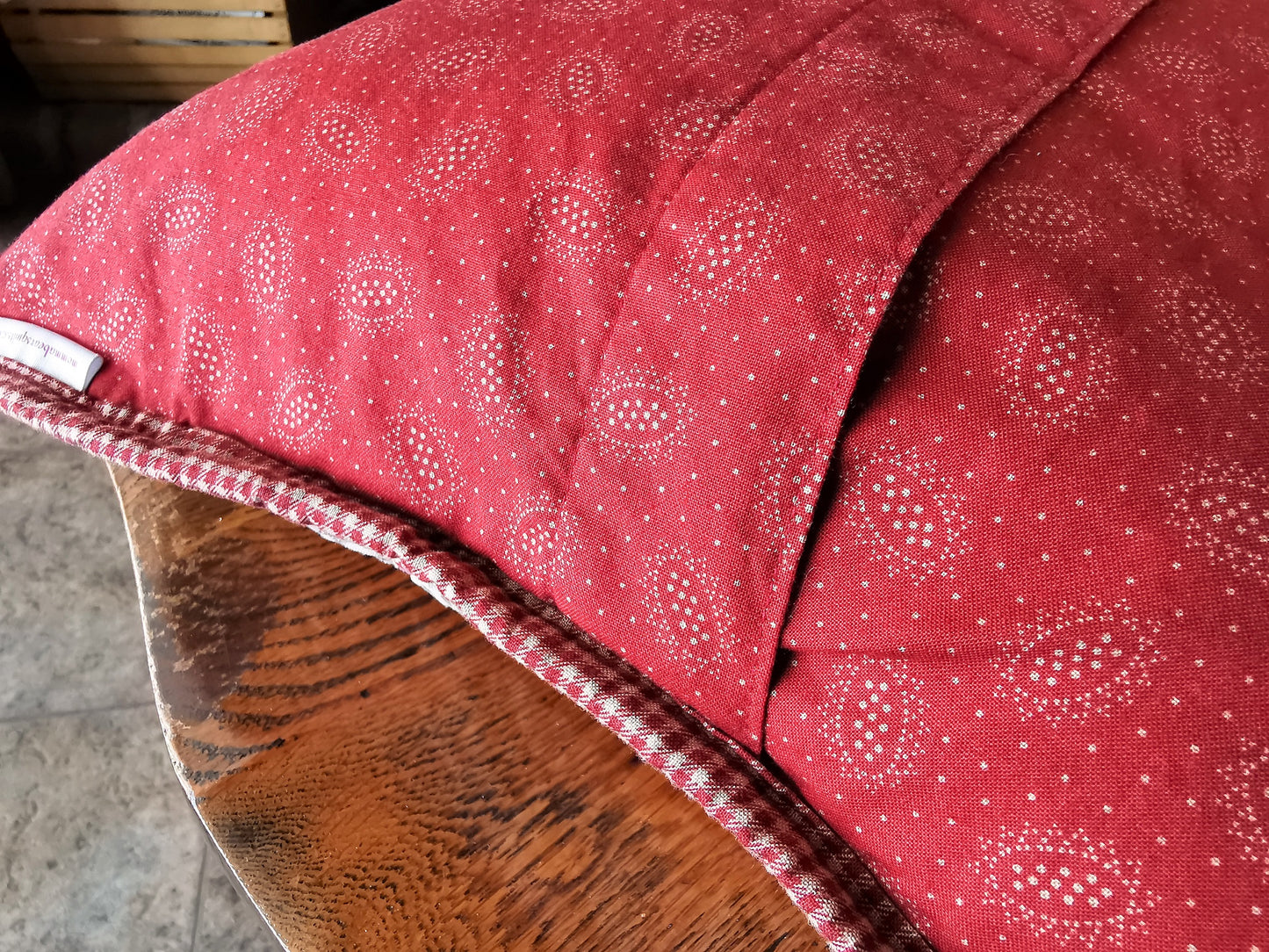 Red Patchwork Throw Pillow, 16 inch square