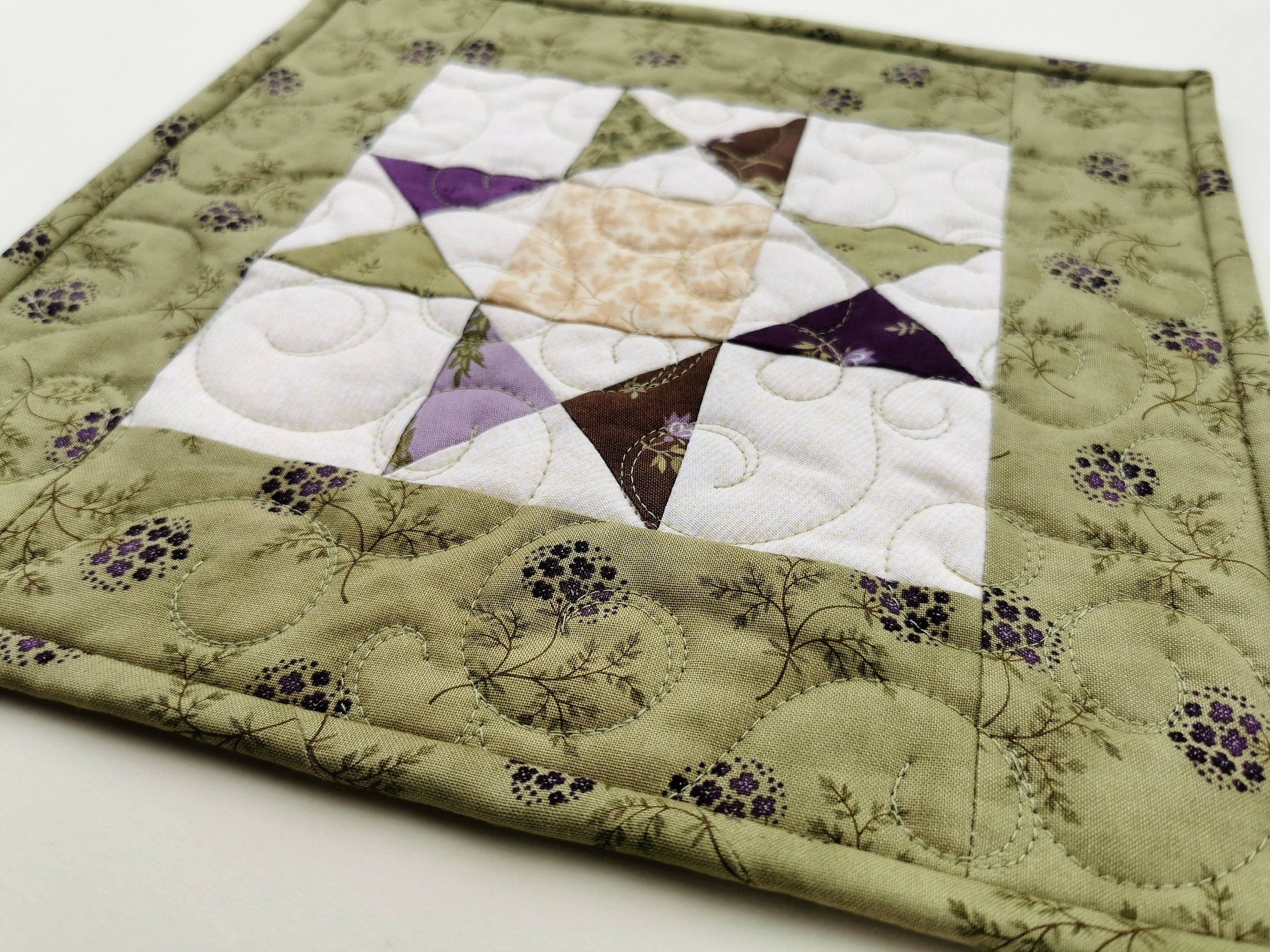 Green and Purple Star Mini Quilt