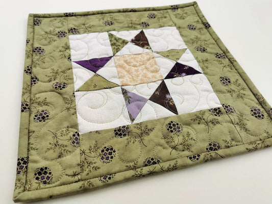 Green and Purple Star Mini Quilt