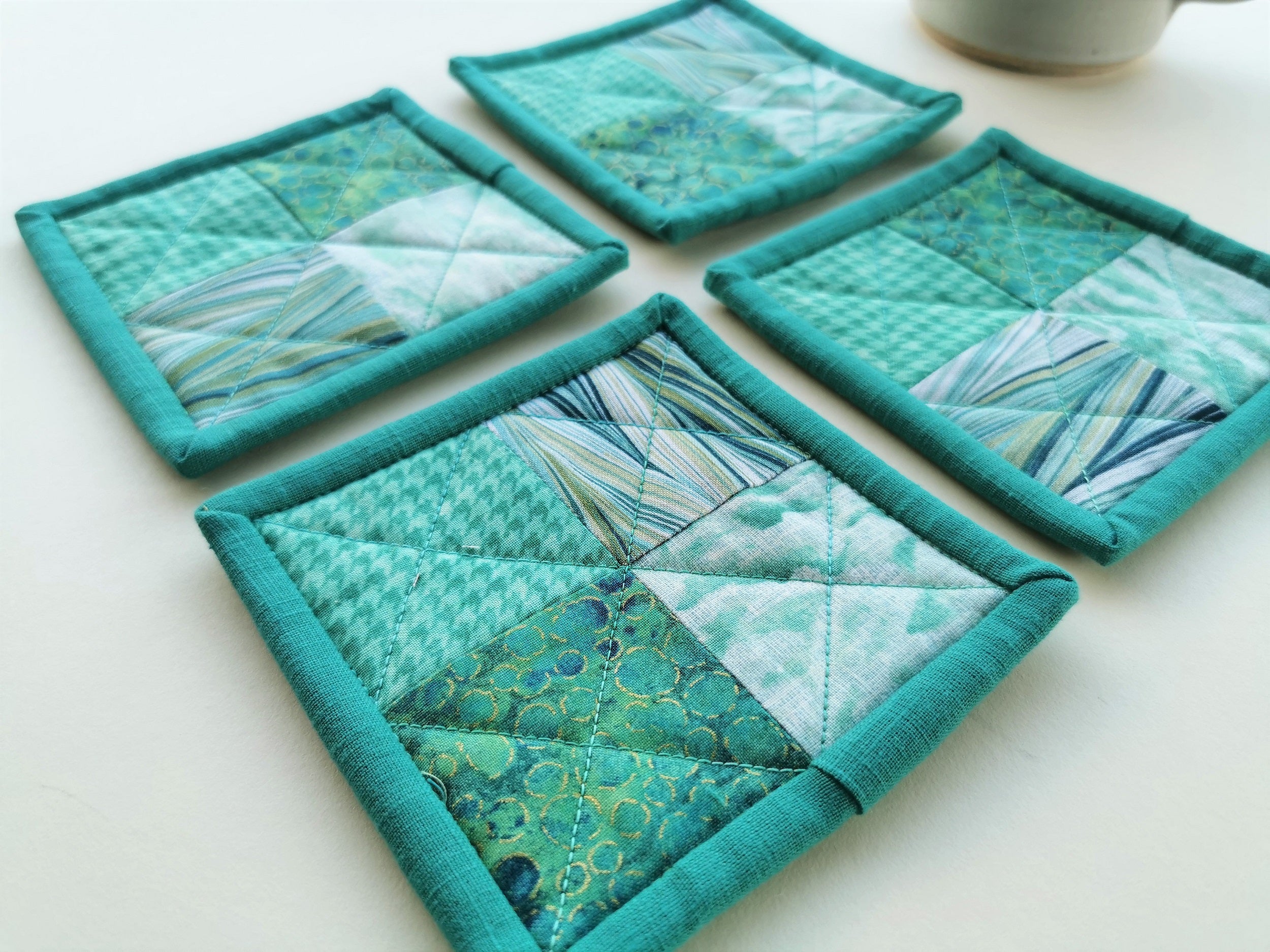 Quilted Teal Coasters