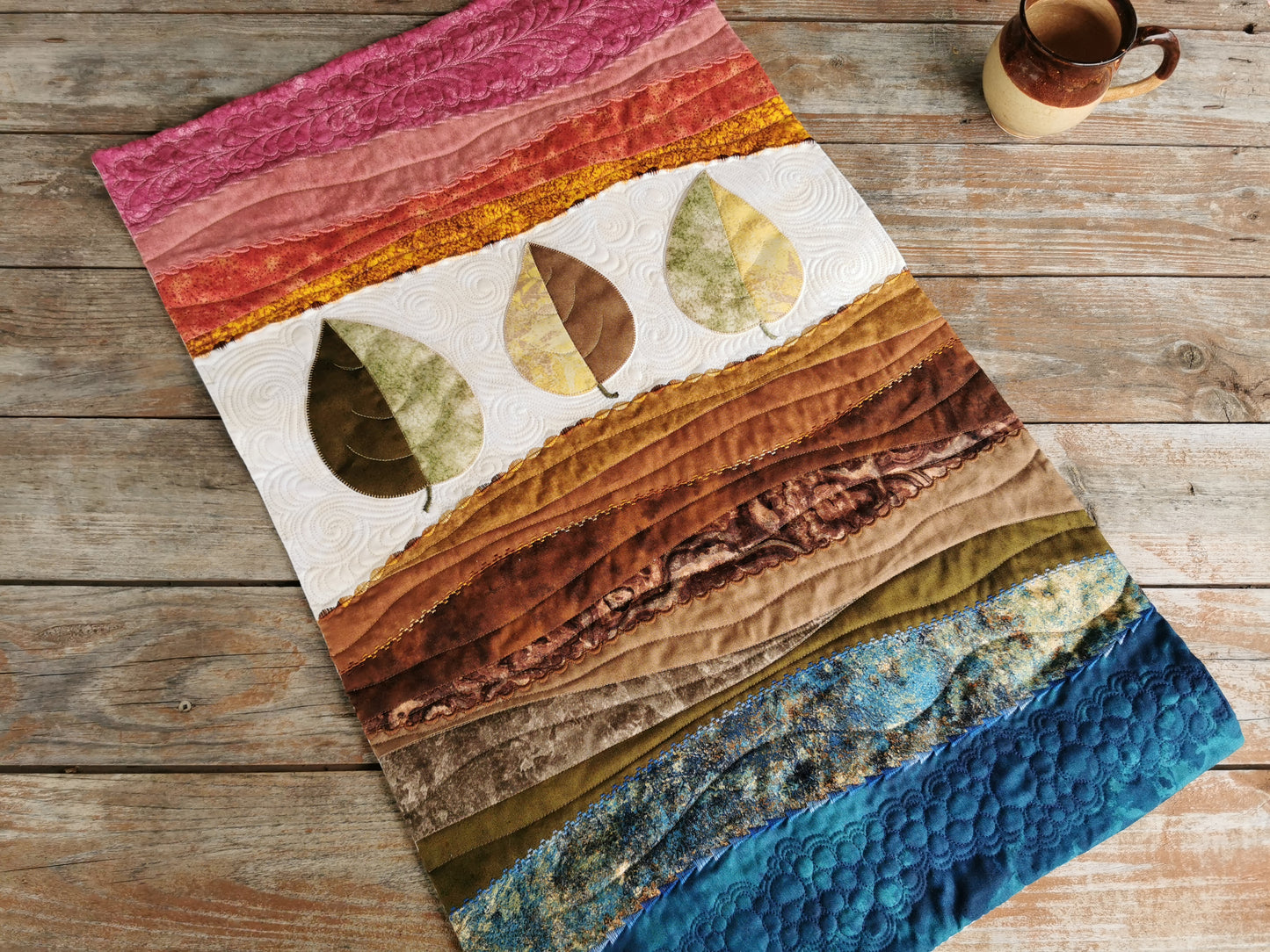 Minimalist Wall Quilt, One-of-a-kind Landscape Nature Decor