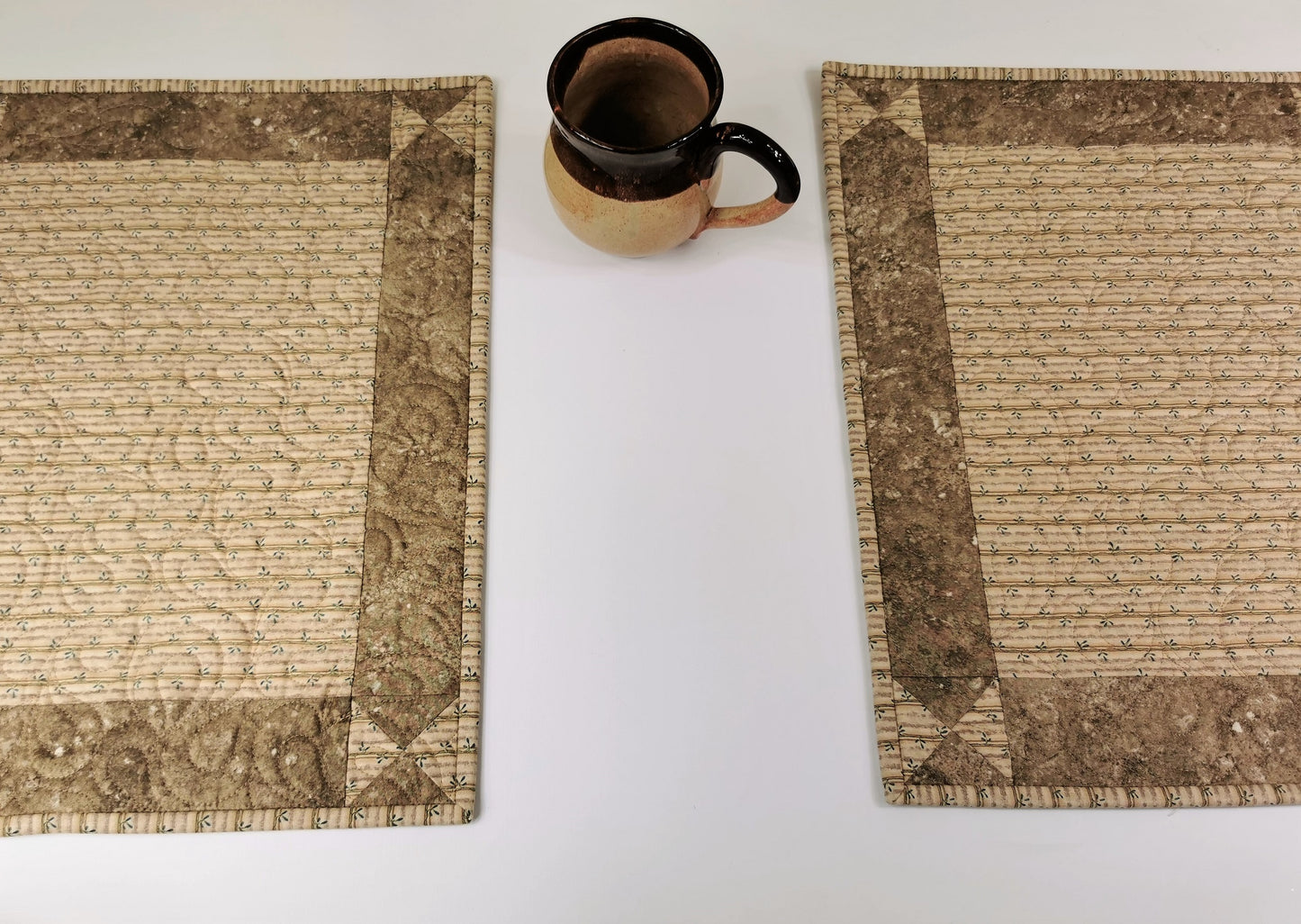 Two Neutral Quilted Placemats