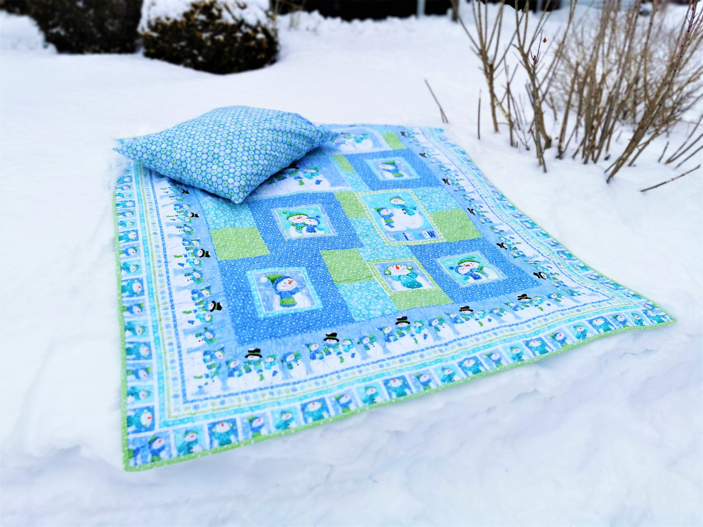 Snowman Quilt and Pillowcase