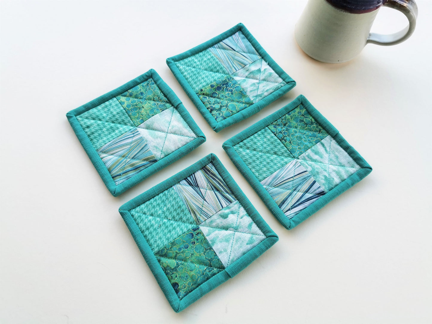 Quilted Teal Coasters