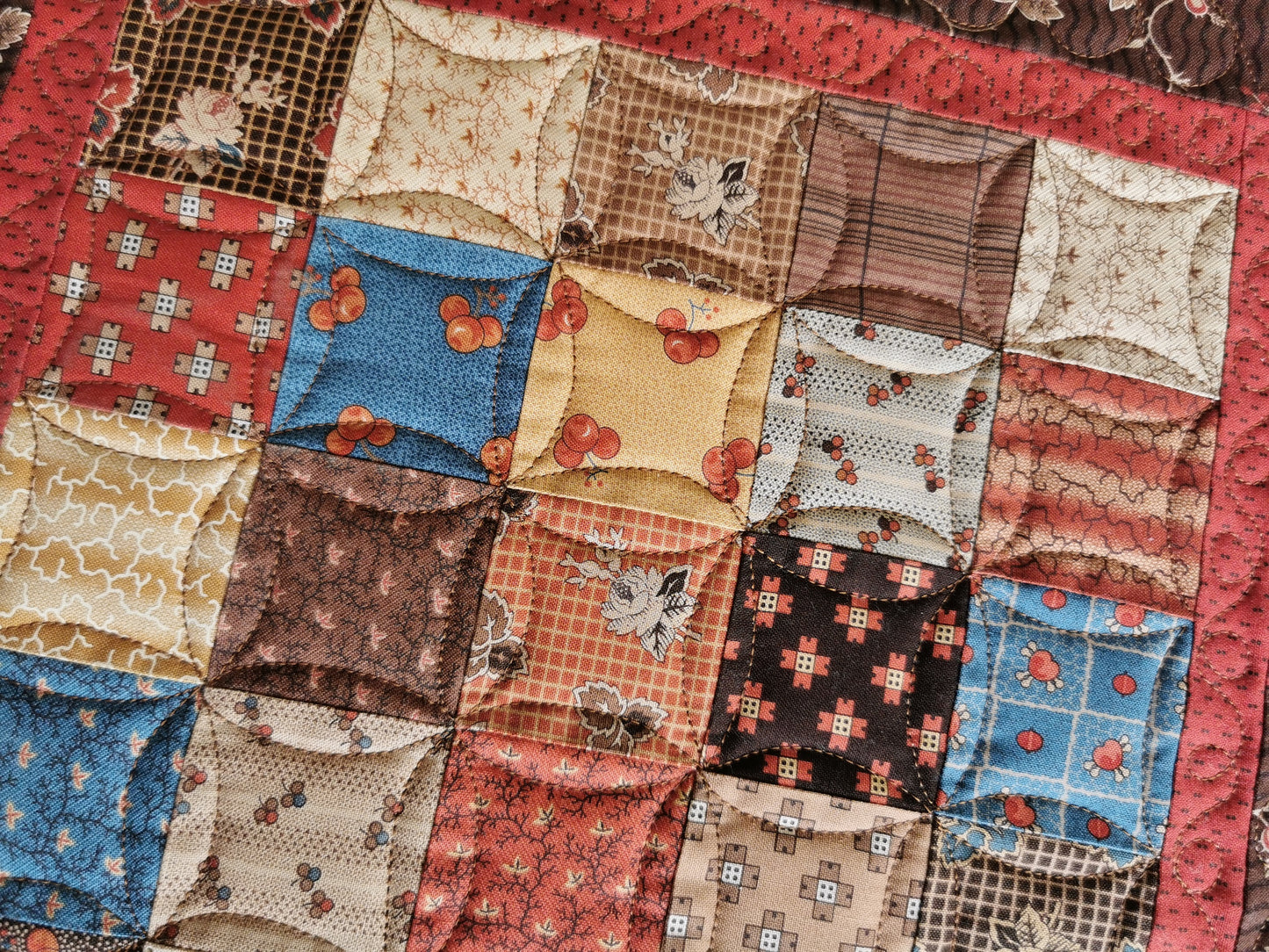 close up view of patchwork squares 