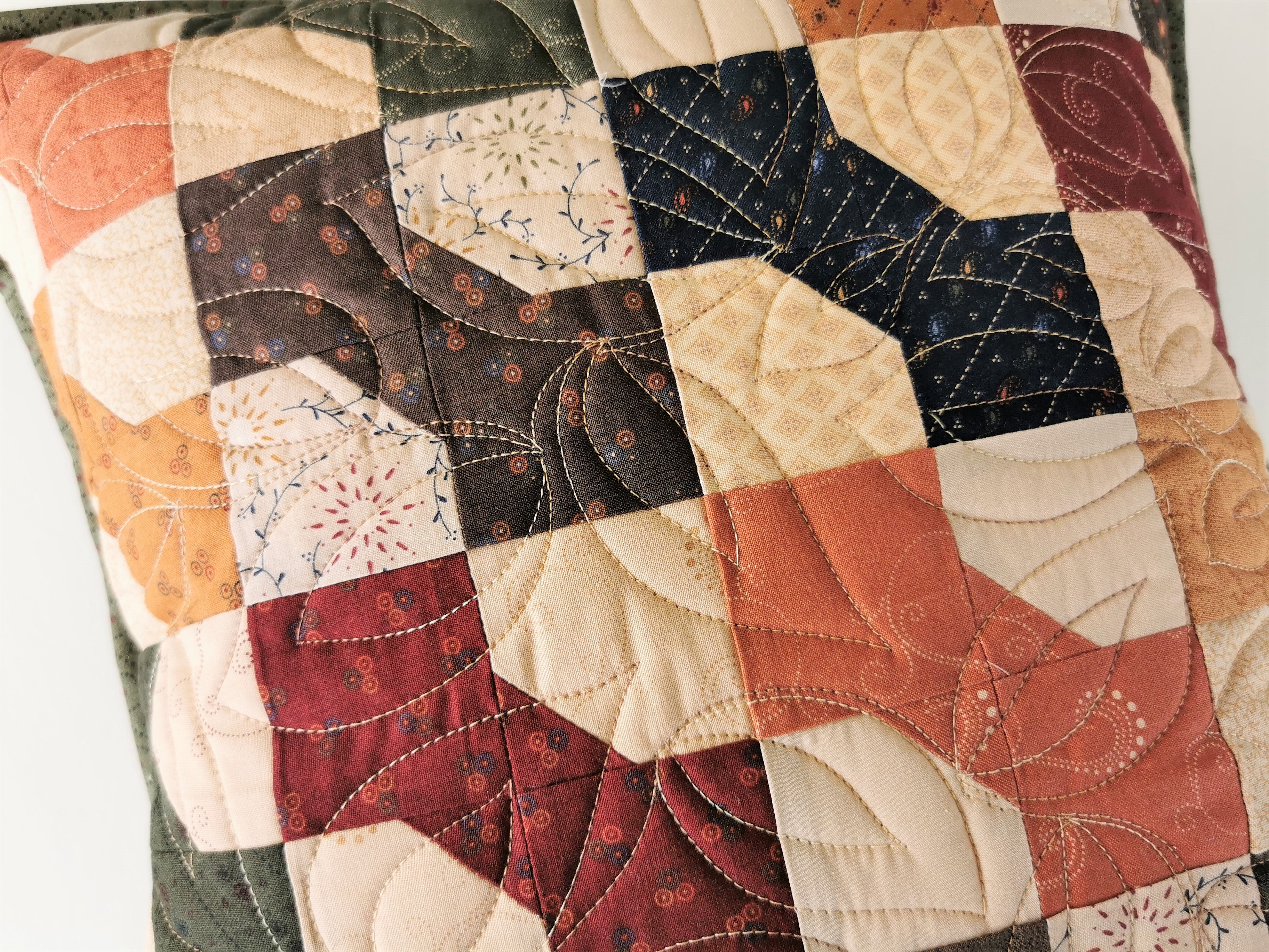Quilted Toss Pillow | Bowtie Patchwork | Rustic Cushion | 16 inch Square