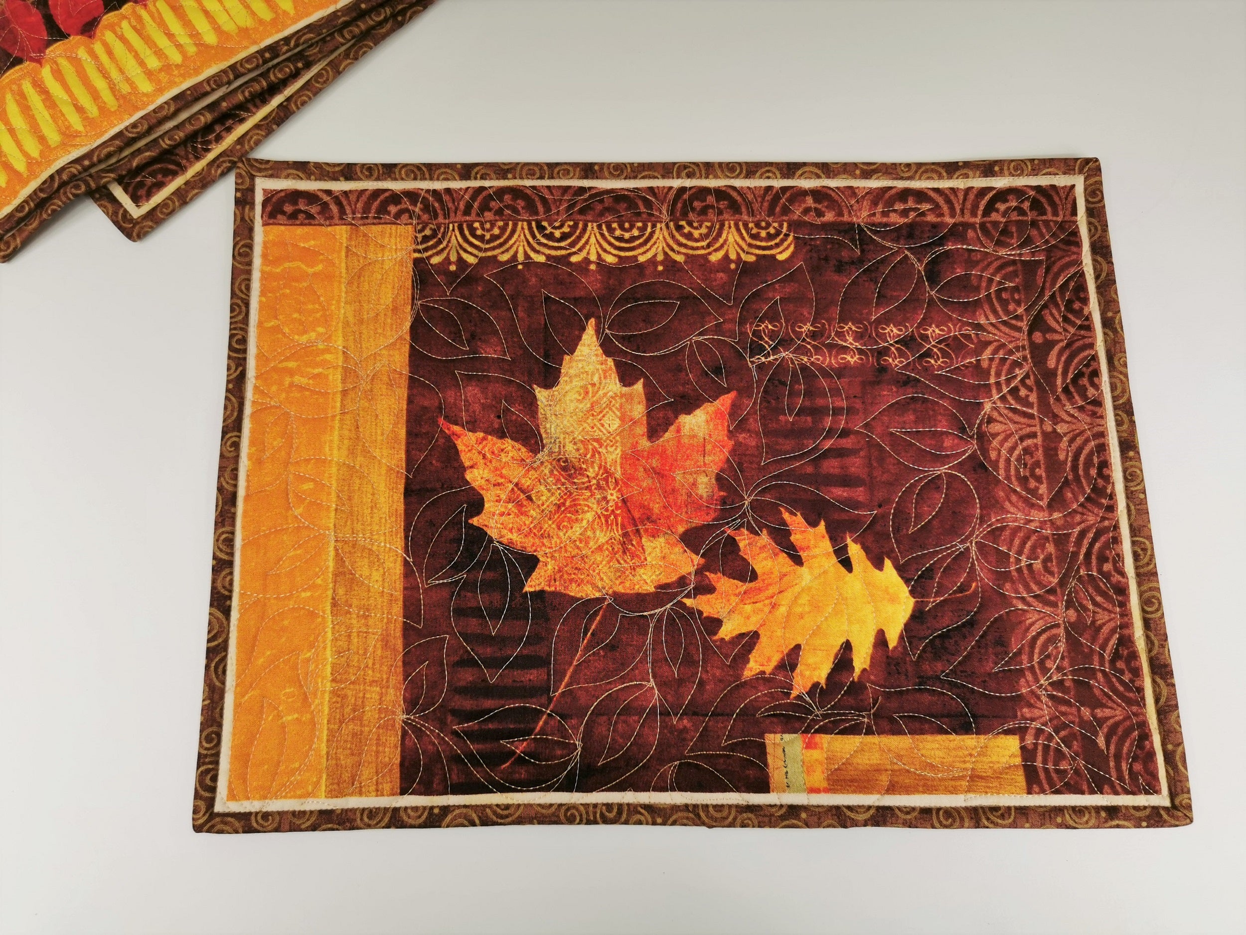 Rustic Placemats with Autumn Leaves
