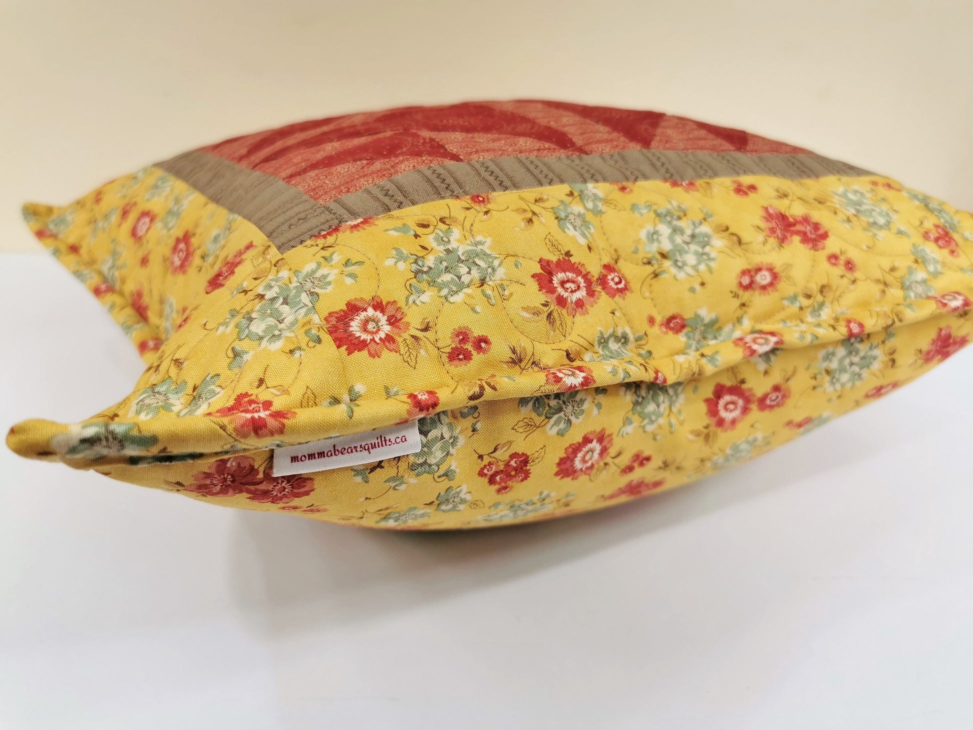 side view of quilted pillow