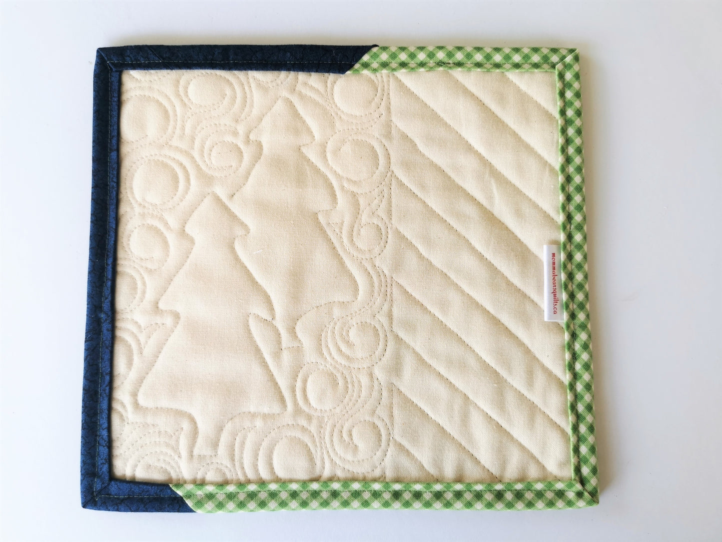 Winter Theme Quilted Mug Rug, Christmas Tree Mini Quilt