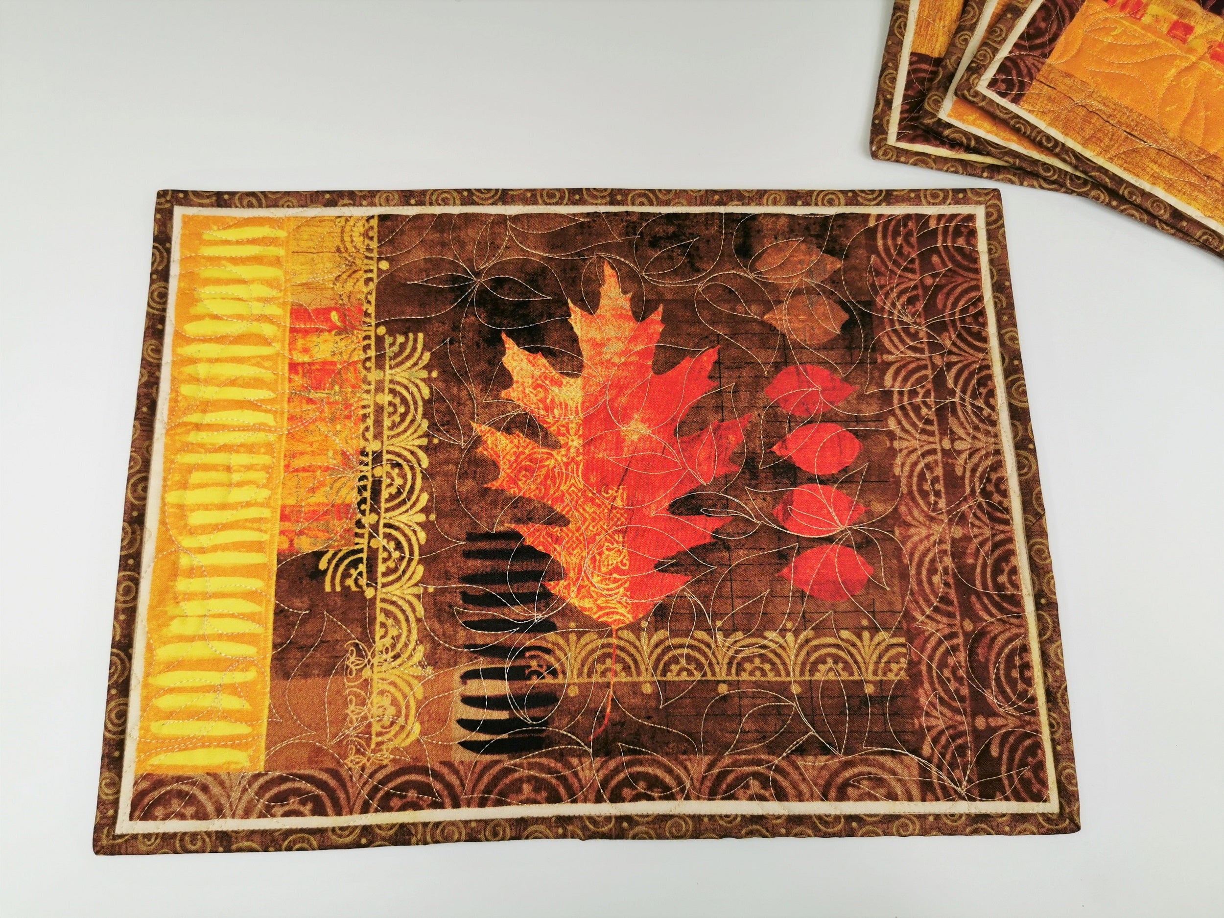 Rustic Placemats with Autumn Leaves