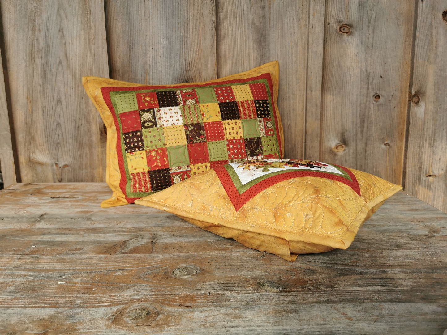 Gold Throw Pillow, Quilted Twister Cushion