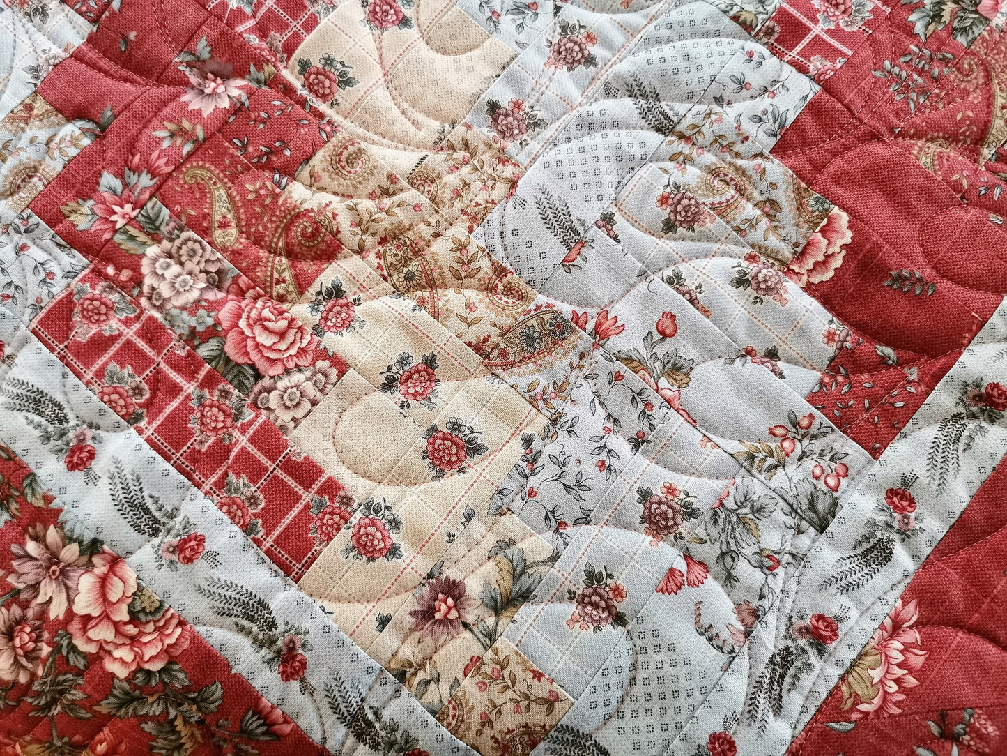 Floral Log Cabin Throw Quilt