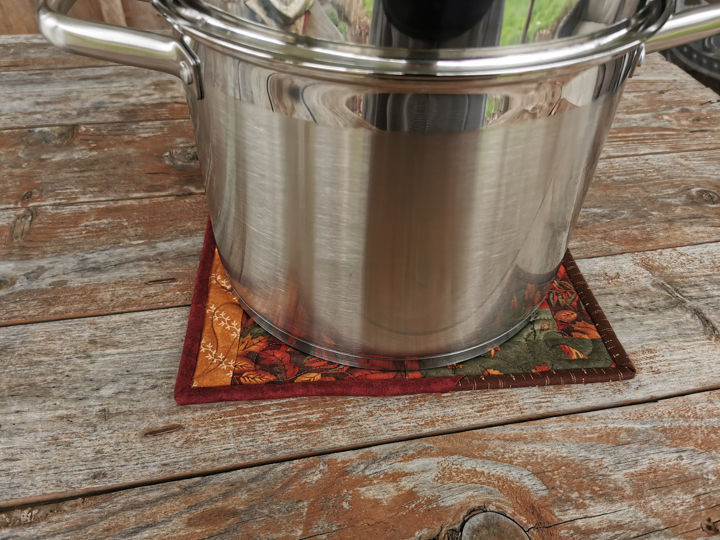 Rustic Quilted Potholders | Kitchen Hot Mats | Log Cabin Patchwork Trivet