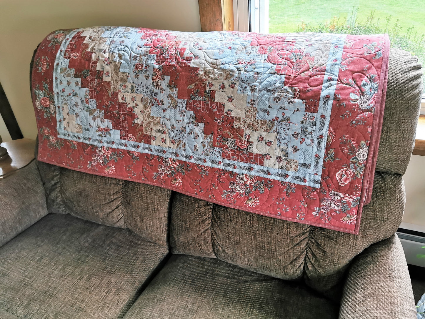 Floral Log Cabin Throw Quilt