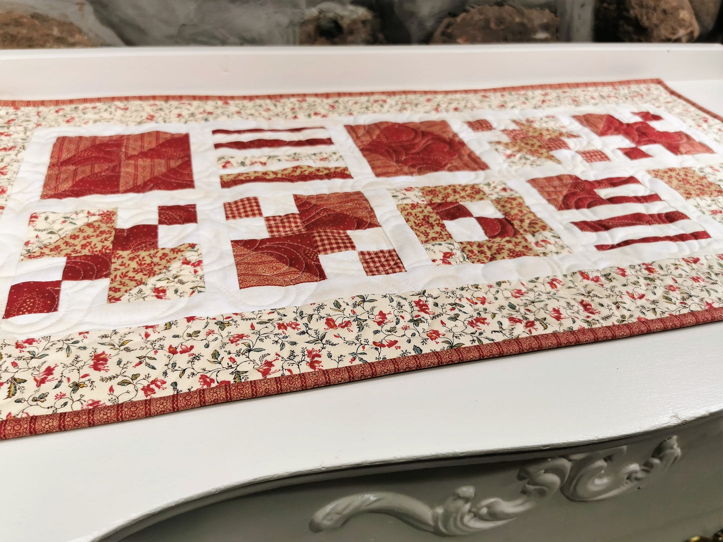 Red and White Table Runner