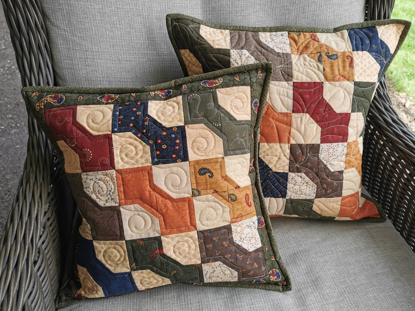 Quilted Toss Pillow | Bowtie Patchwork | Rustic Cushion | 16 inch Square