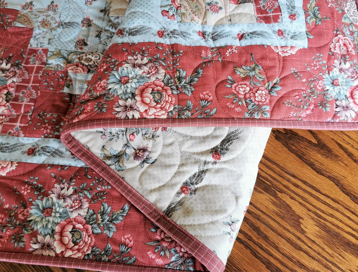 Floral Log Cabin Throw Quilt