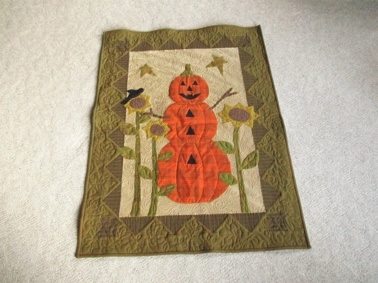 Large Pumpkin Quilted Wall Hanging for Fall