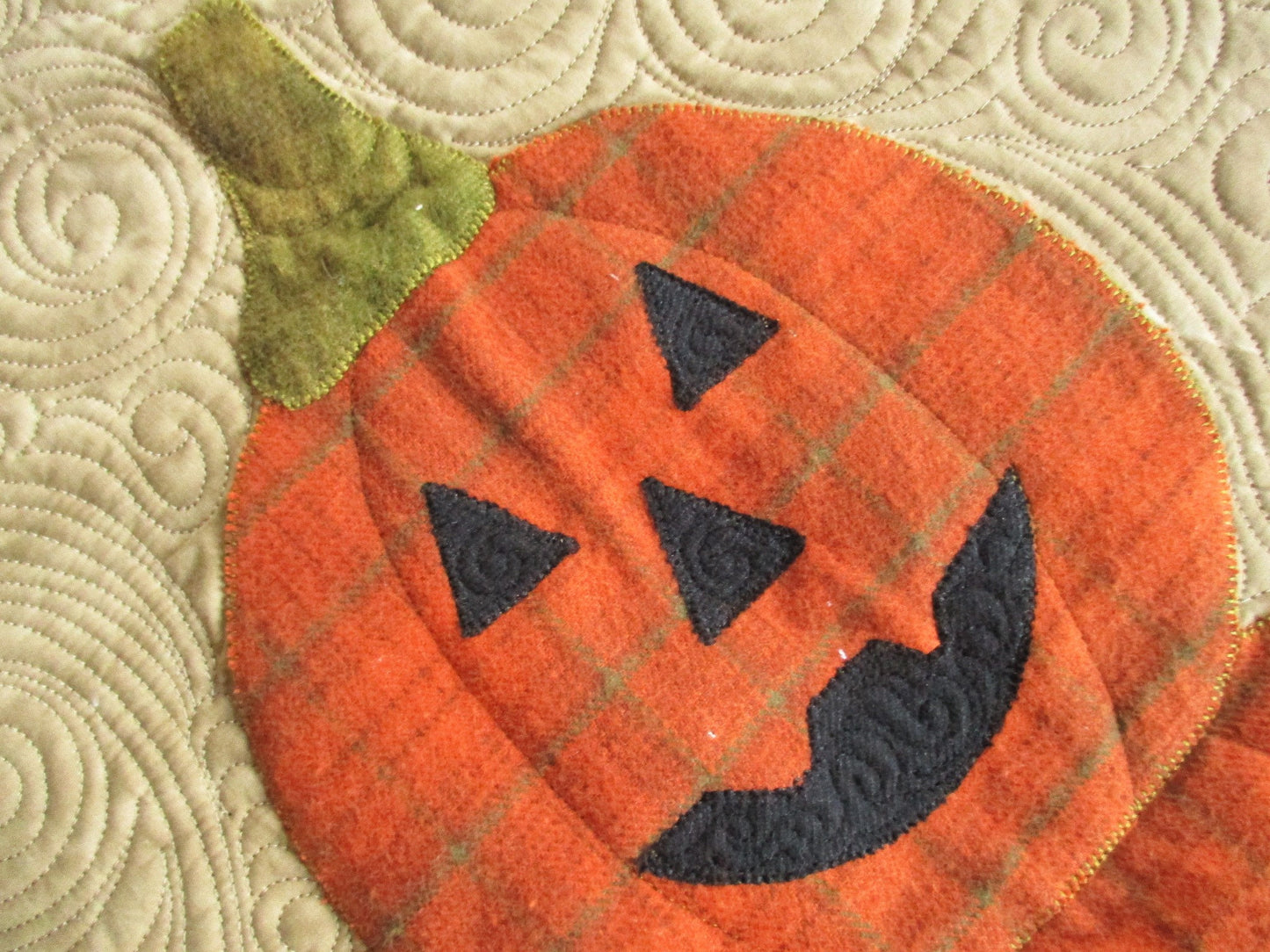 Large Pumpkin Quilted Wall Hanging for Fall
