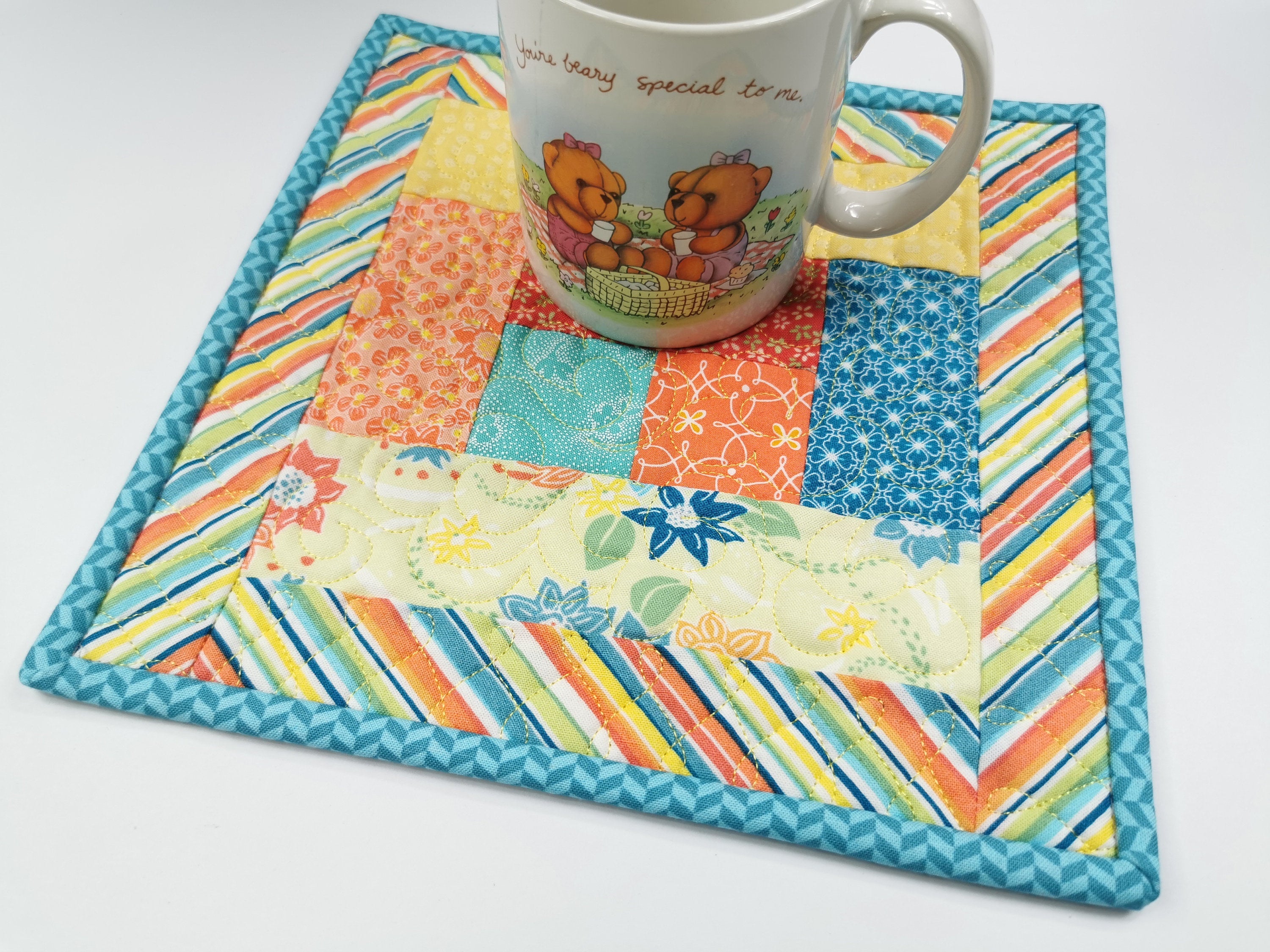 Quilted Mug Rug | Mini Quilt | One-of-a-kind Gift