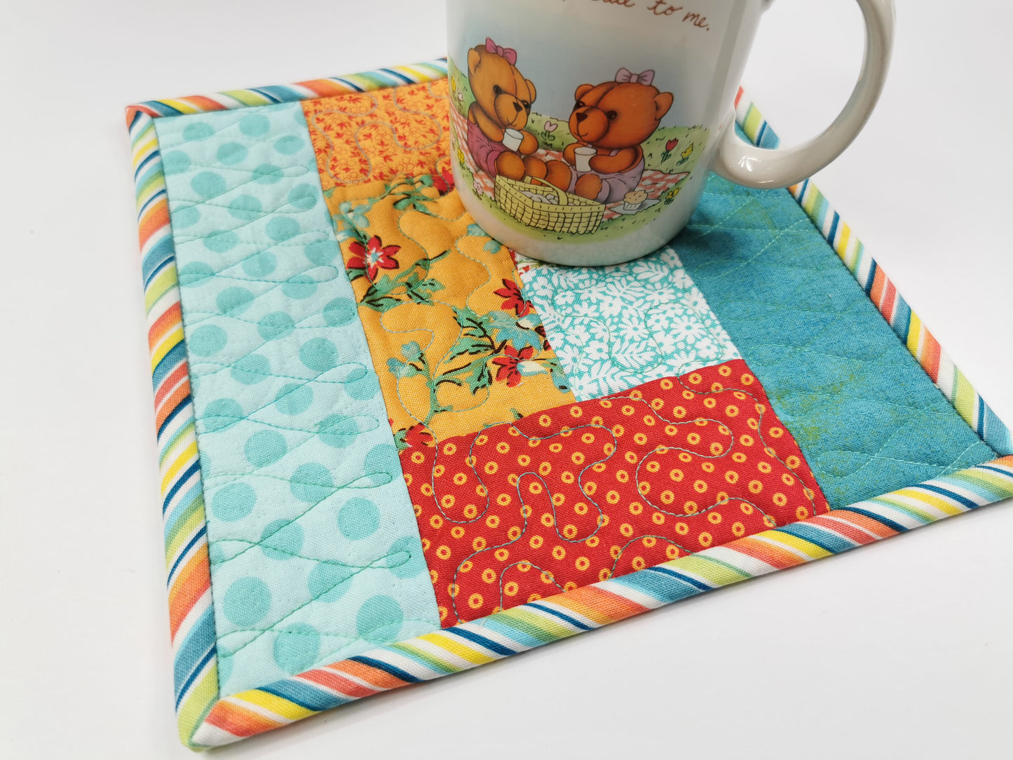 Quilted Mug Rug, Mini Quilt, Coaster