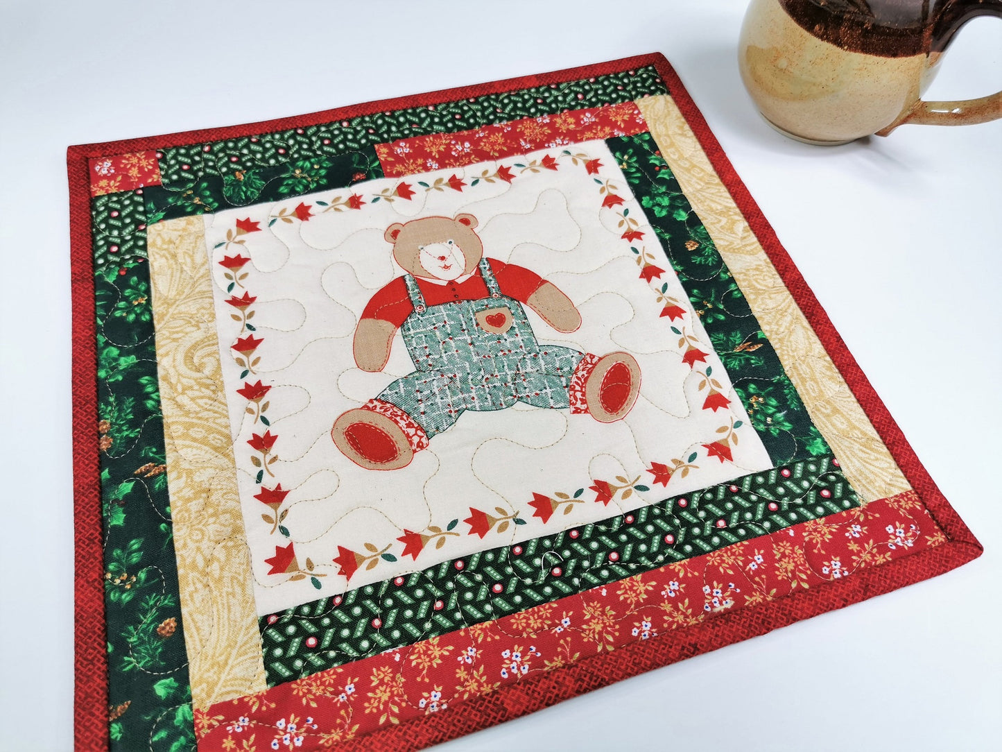Folk Art Bear Mug Rug