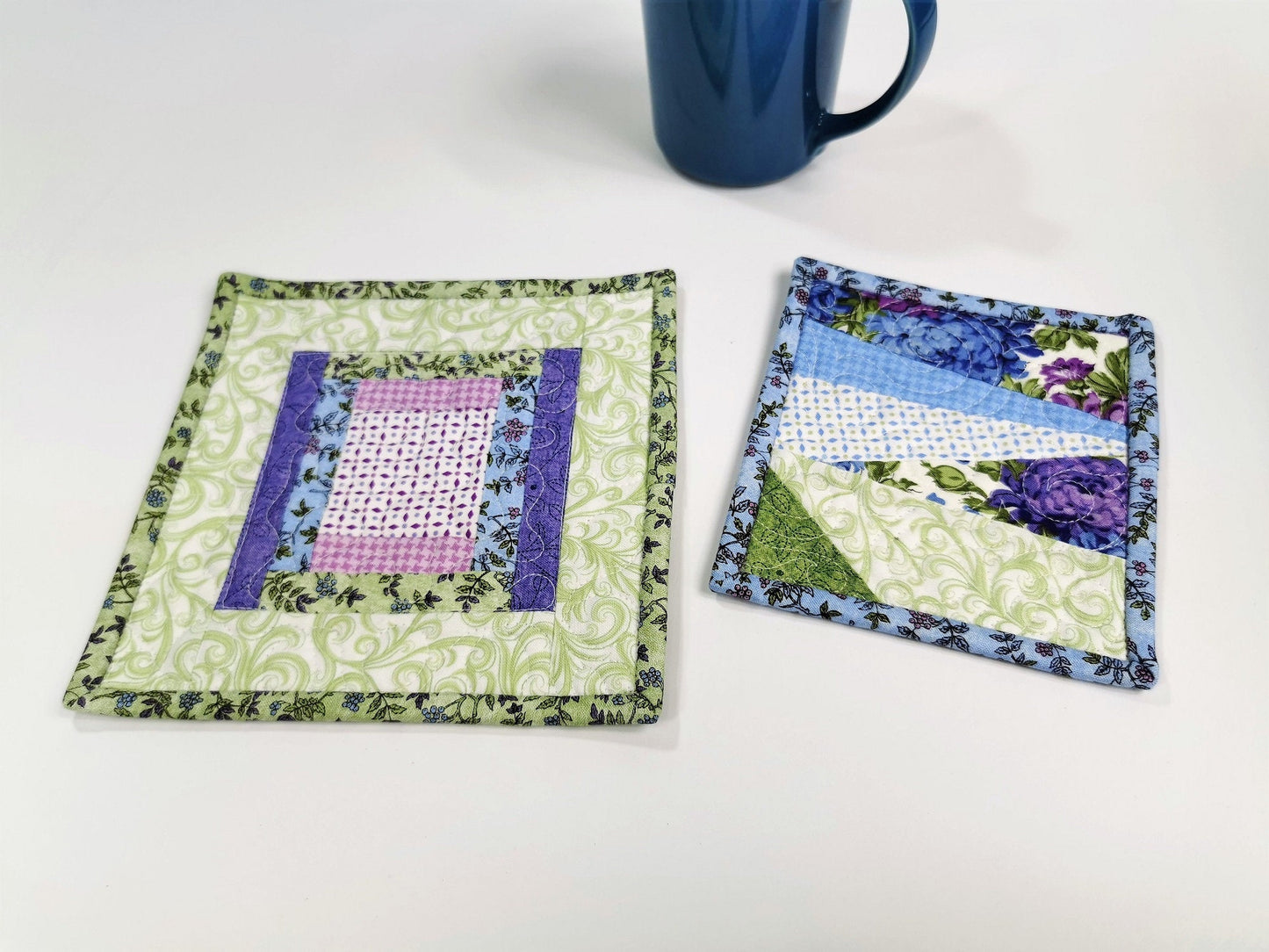 Floral Mug Rugs, Quilted Coasters