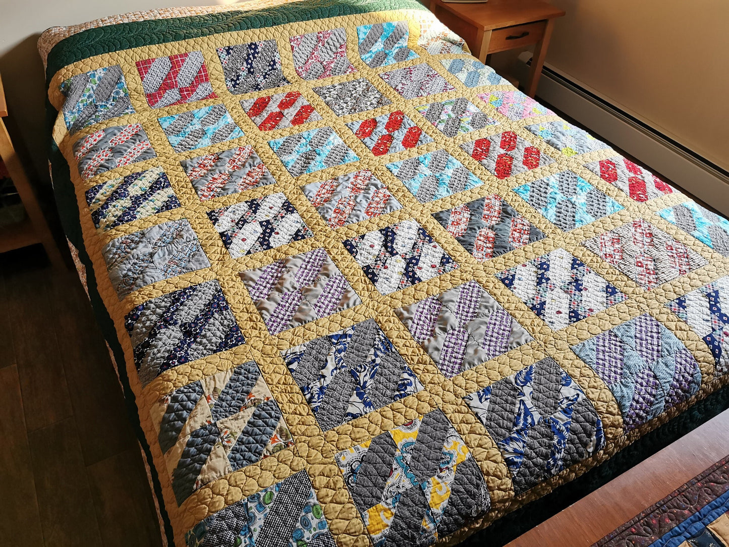queen patchwork quilt with vintage fabrics