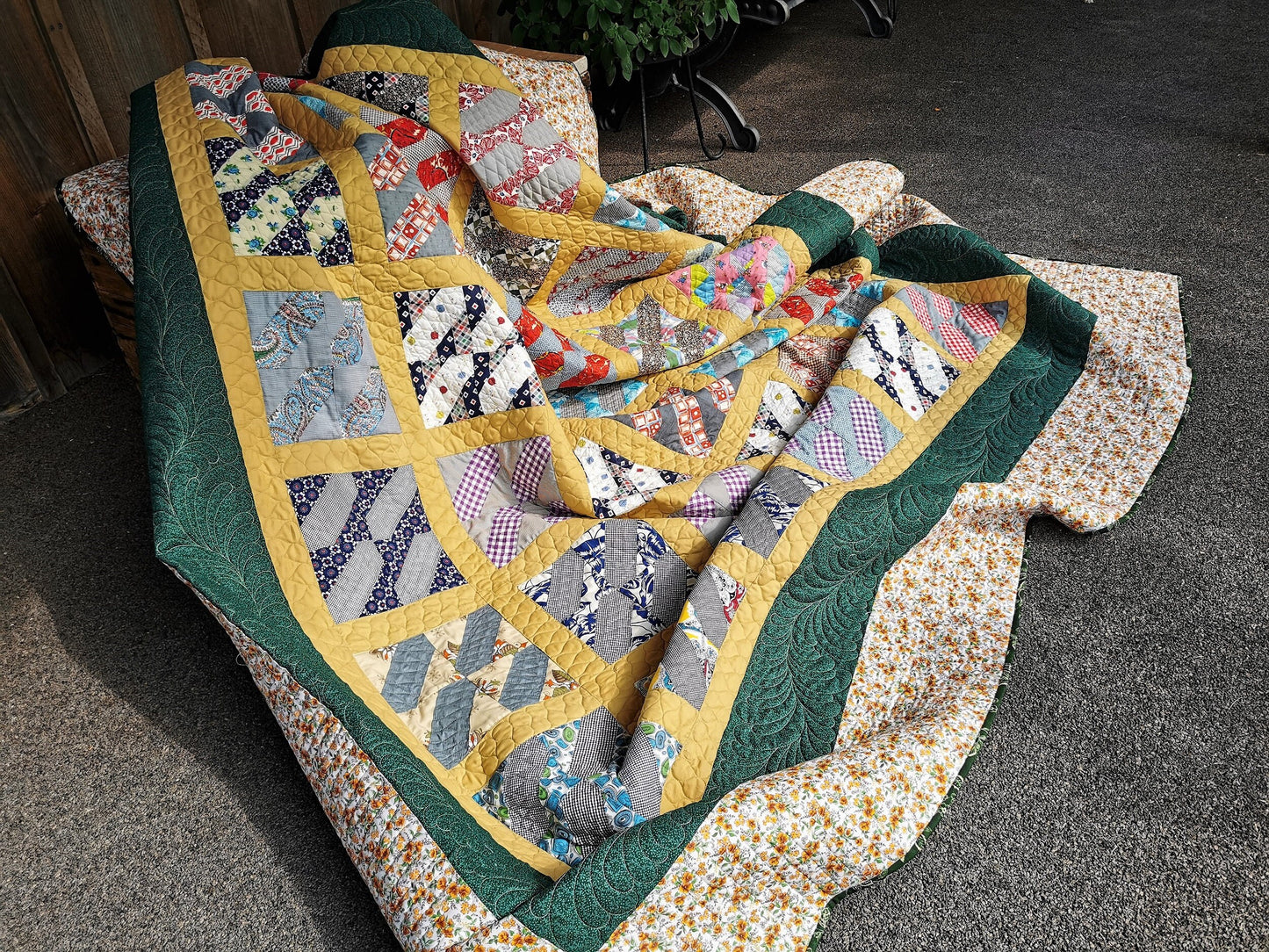 vintage patchwork scrap quilt for queen size bed