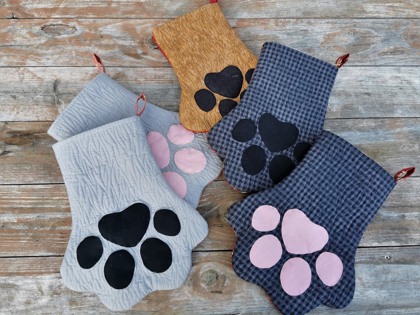 Pet Stocking for Christmas, Quilted Paw Stocking
