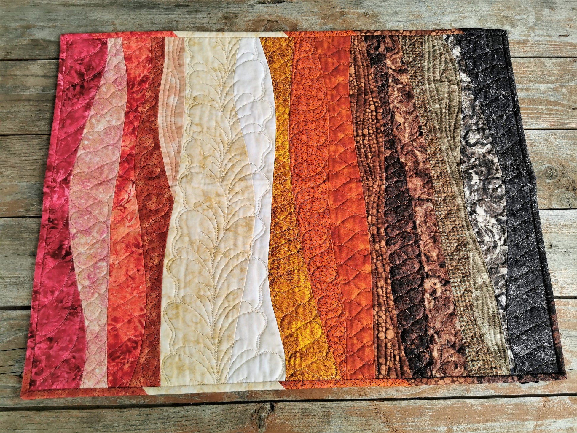 minimalist landscape quilted wall art