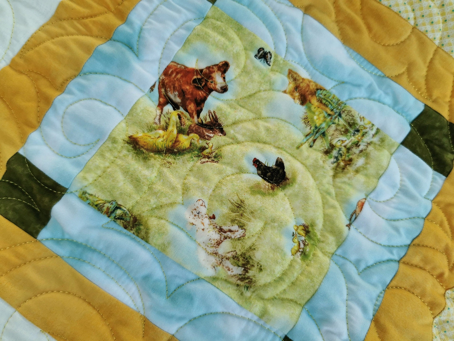 Farm Animal Baby Quilt with Soft Cuddle Back, Gender Neutral