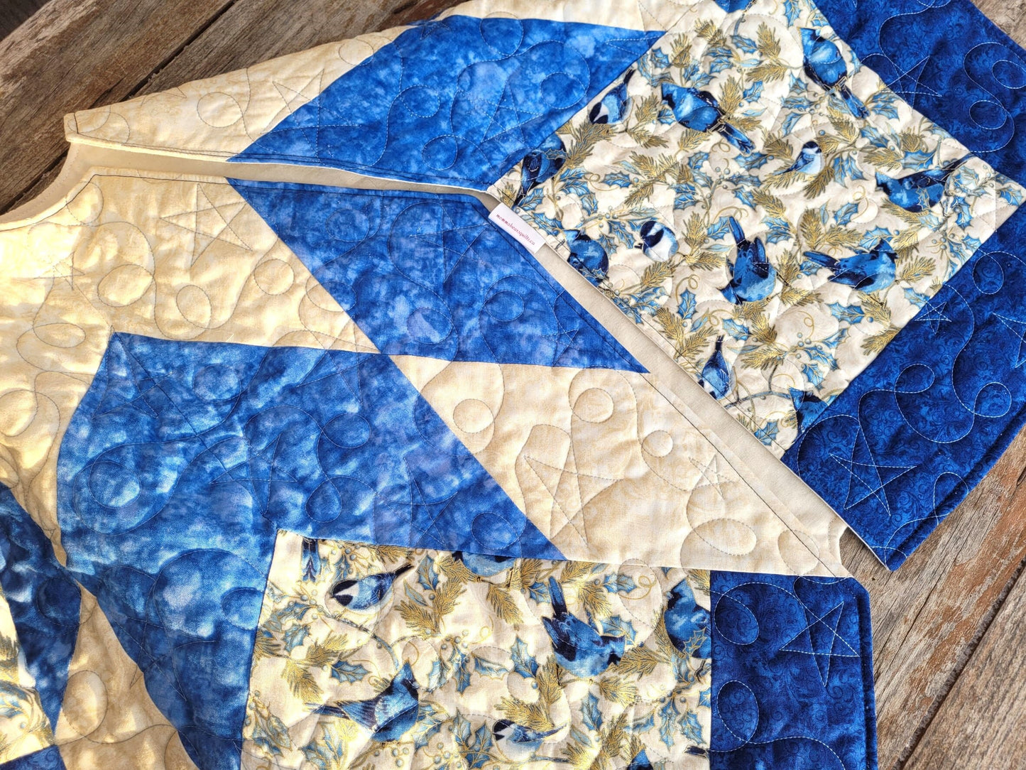 blue and white tree skirt