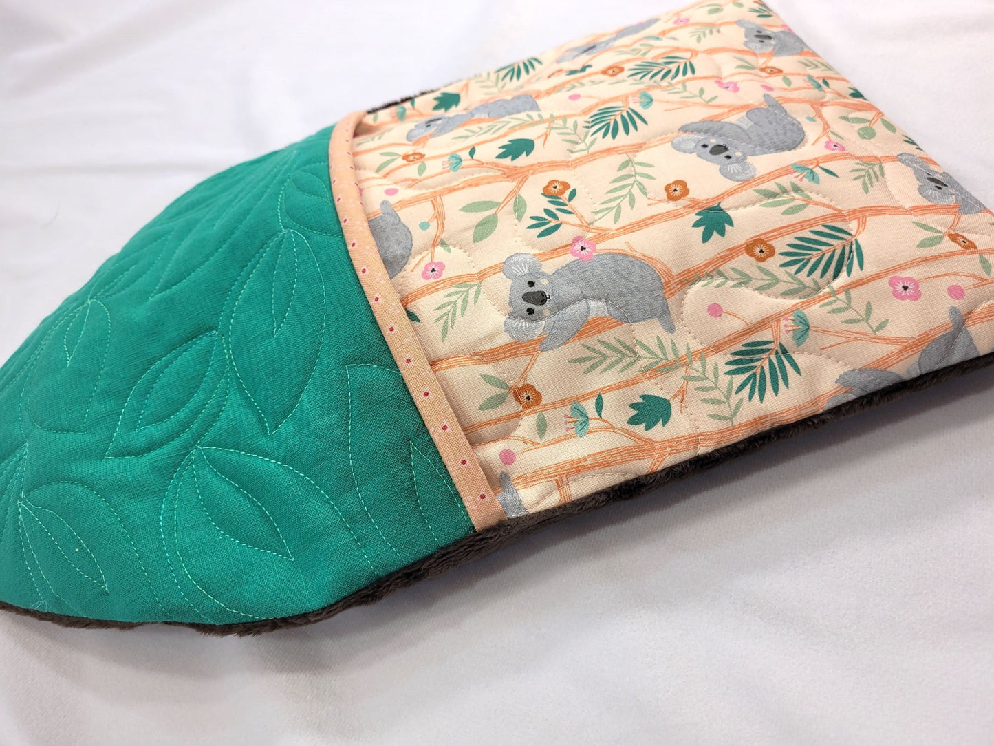 Quilted Hot Water Bottle Cover with Koala Bears, Soft Therapy Bottle Cover, Self Care Gift