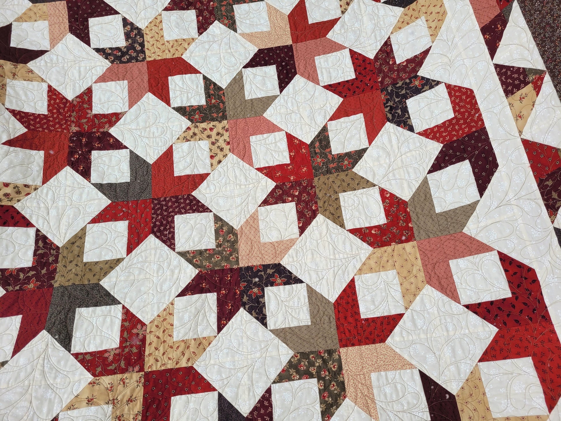 Scrappy Star Throw Quilt | Quilted Lap Blanket with Soft Minky Back
