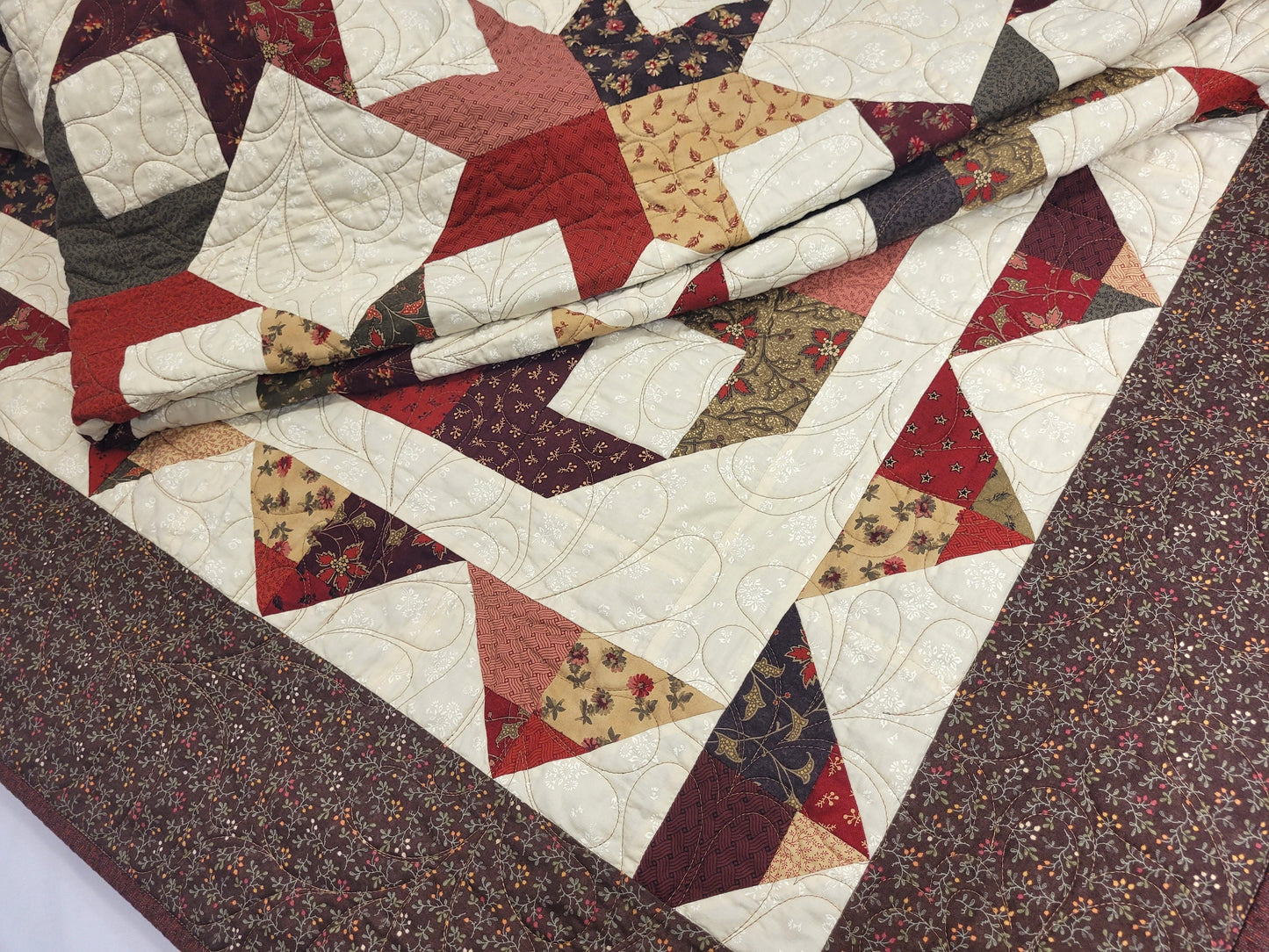 Scrappy Star Throw Quilt | Quilted Lap Blanket with Soft Minky Back