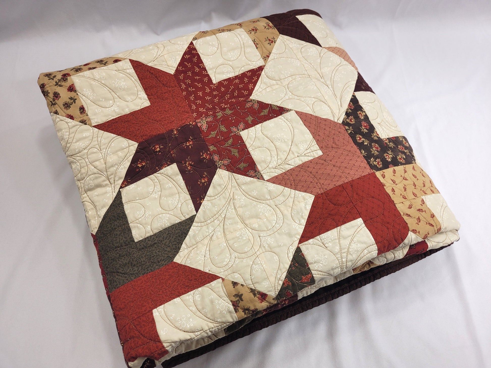 Scrappy Star Throw Quilt | Quilted Lap Blanket with Soft Minky Back