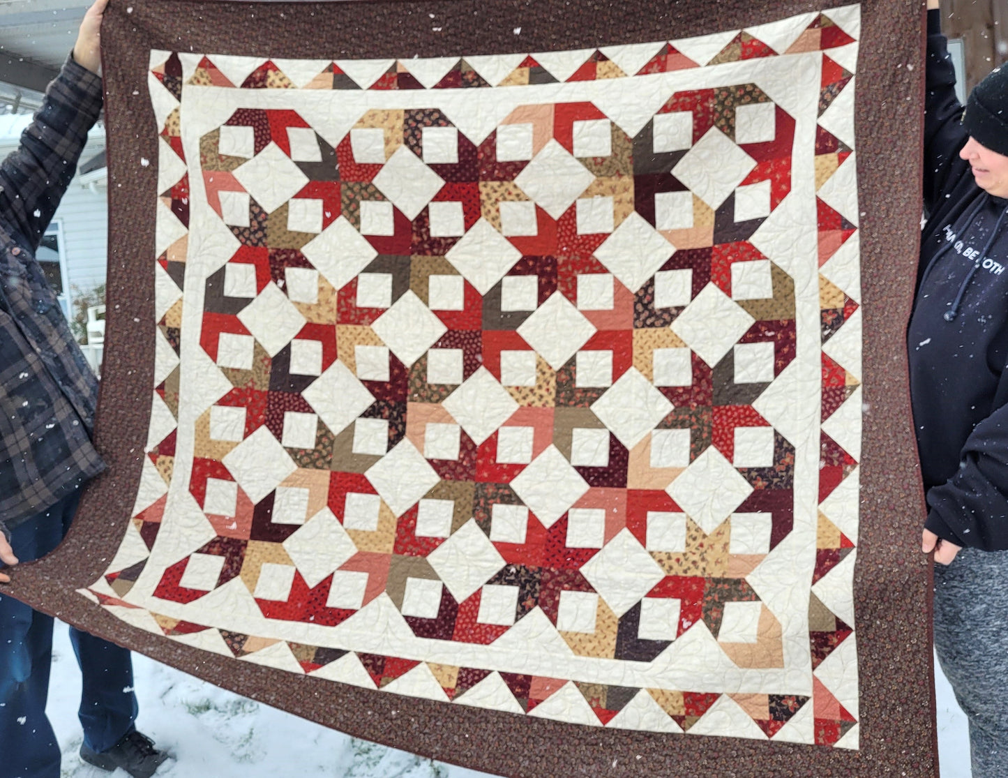 Scrappy Star Throw Quilt | Quilted Lap Blanket with Soft Minky Back