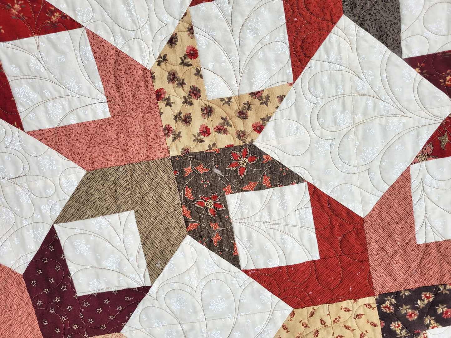 Scrappy Star Throw Quilt | Quilted Lap Blanket with Soft Minky Back