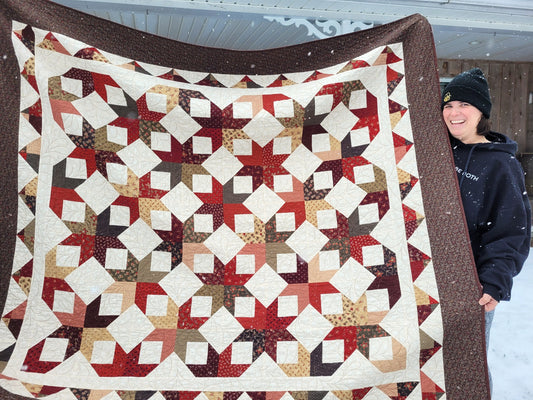 Scrappy Star Throw Quilt | Quilted Lap Blanket with Soft Minky Back