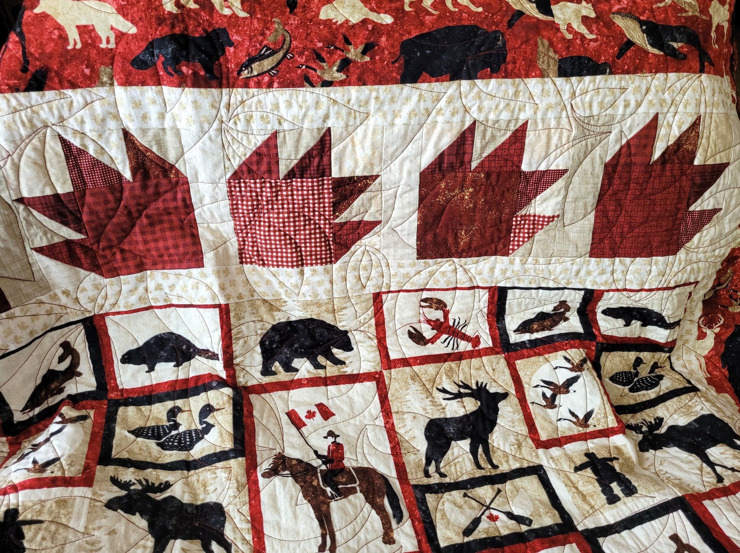 scrappy bear paw blocks on canad theme quilt