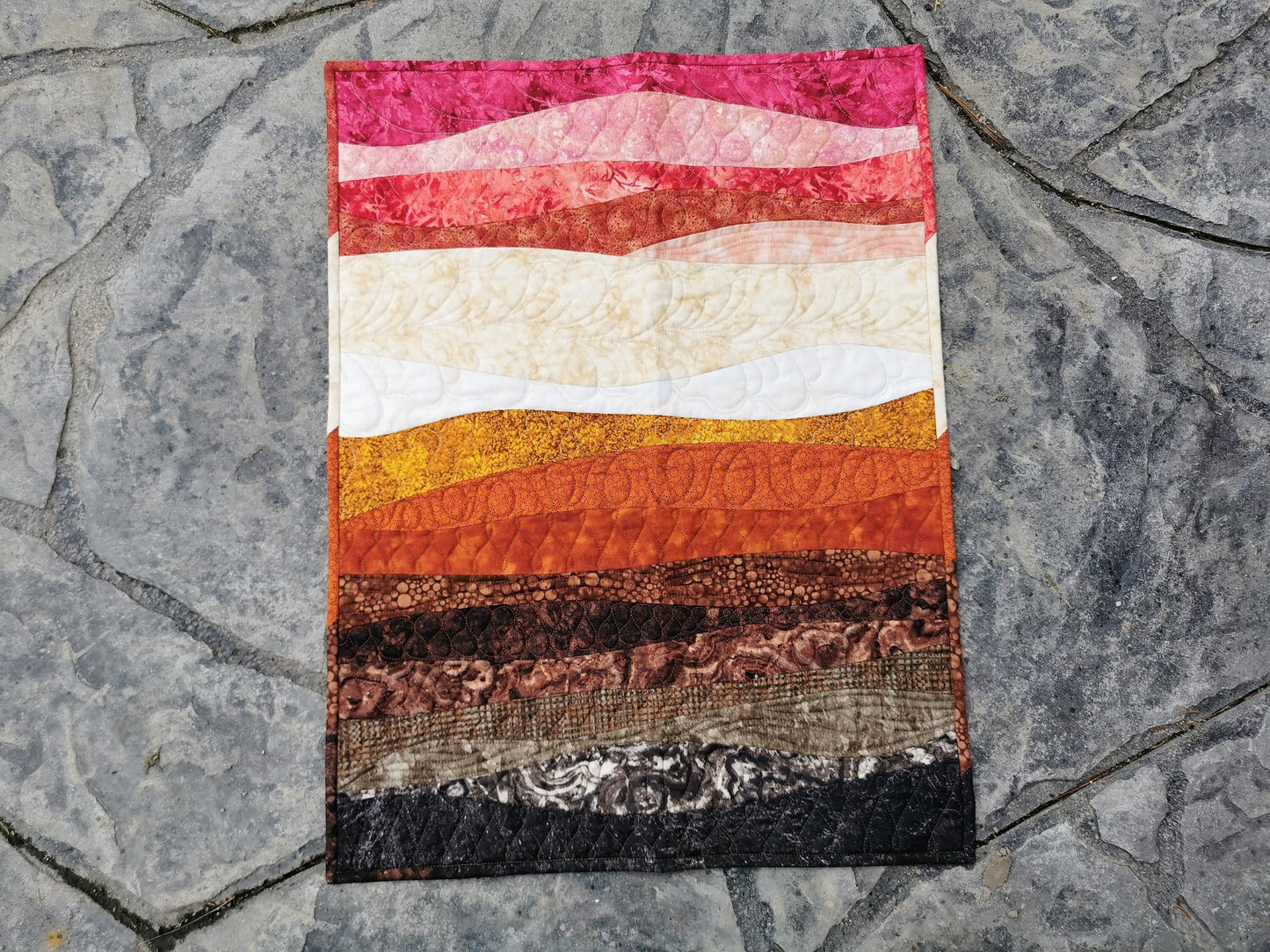 Minimalist Landscape Wall Art, Modern Rustic Quilted Table Runner